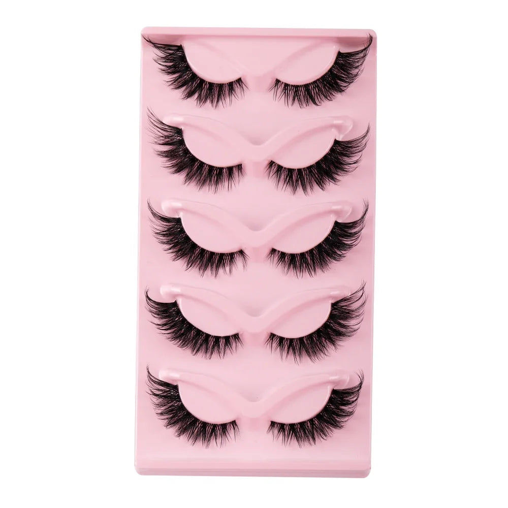Premium 5-Pair Manga-Inspired Cat Eye Lashes