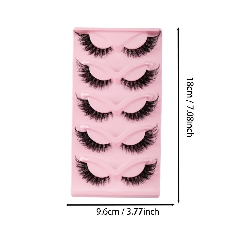 Premium 5-Pair Manga-Inspired Cat Eye Lashes