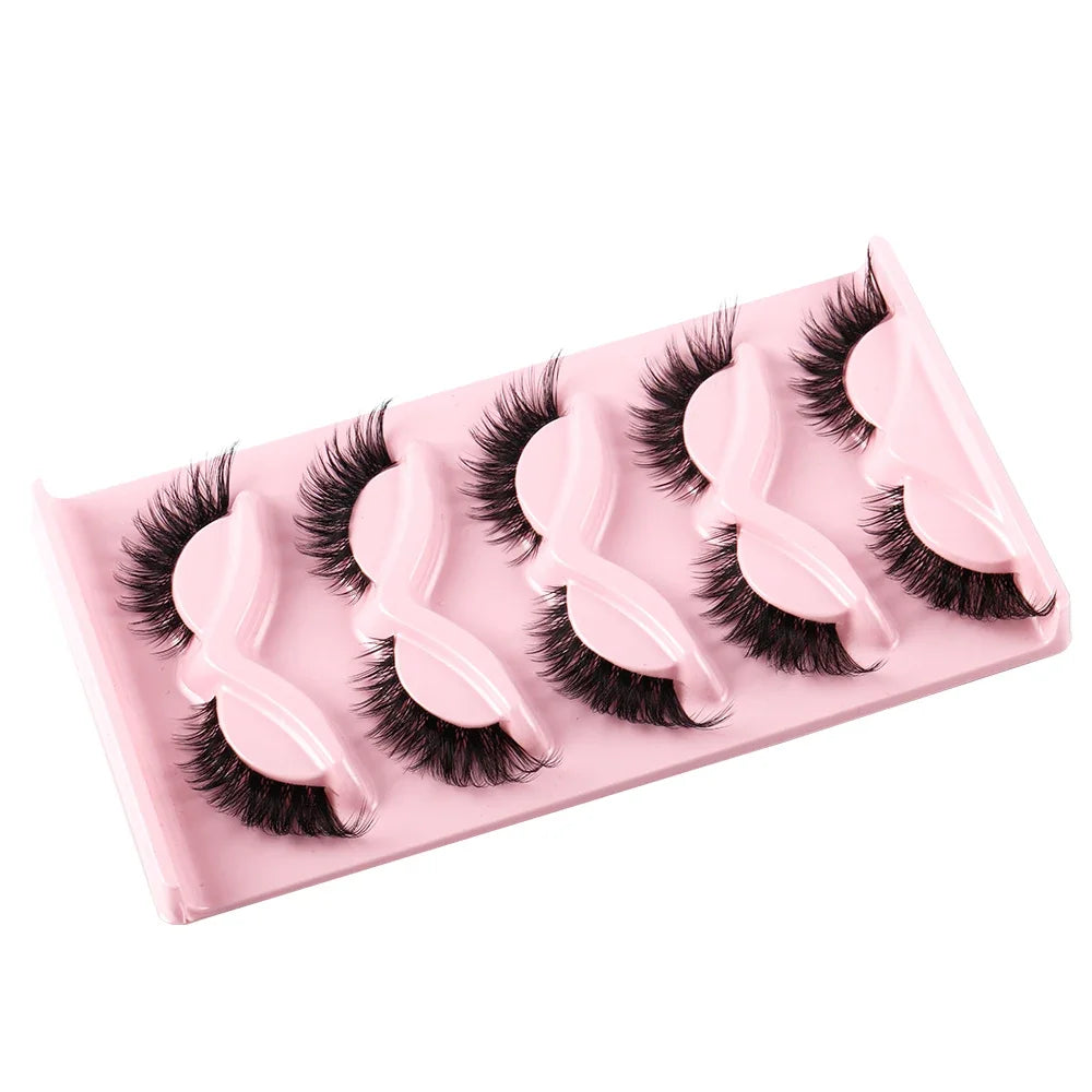 Premium 5-Pair Manga-Inspired Cat Eye Lashes