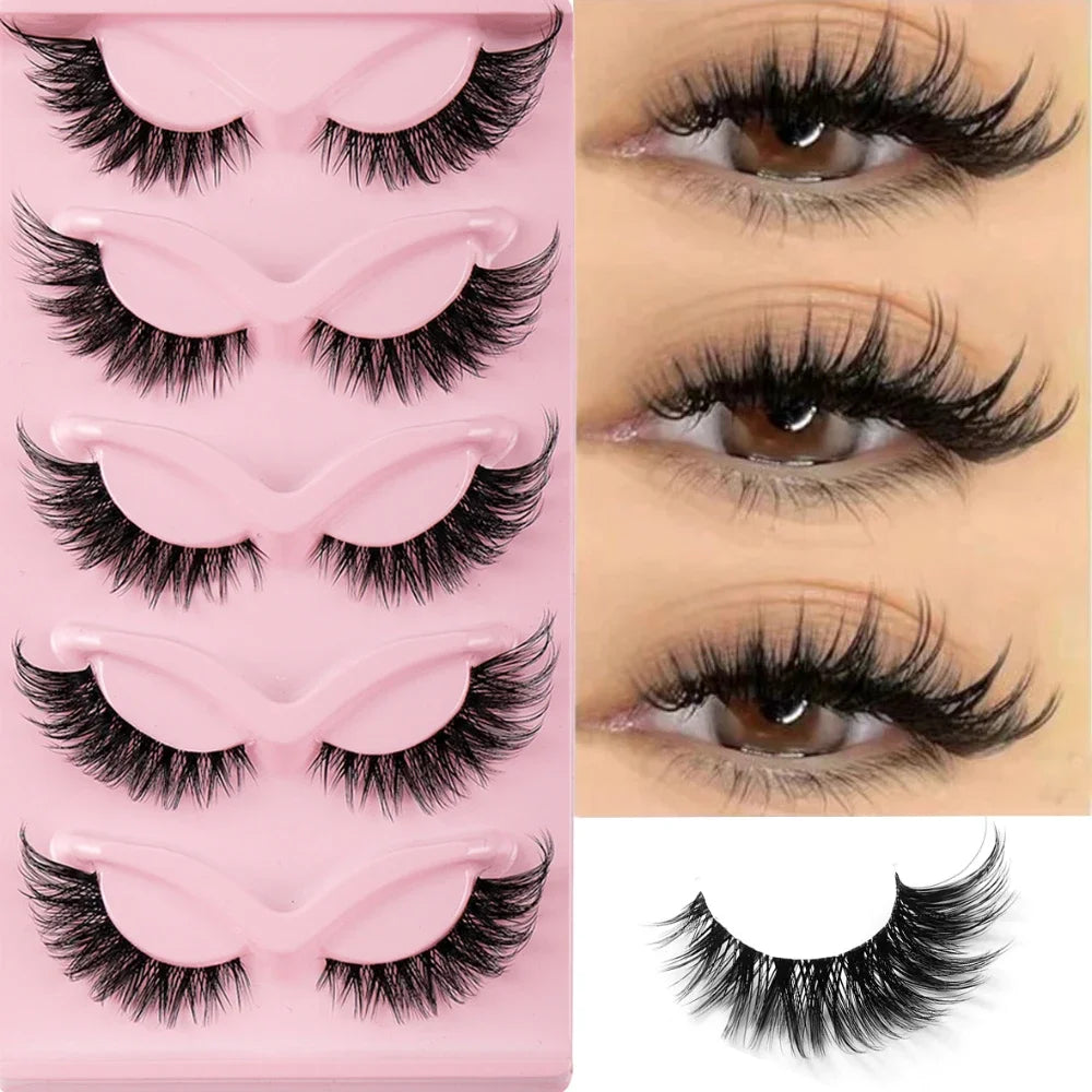 Premium 5-Pair Manga-Inspired Cat Eye Lashes